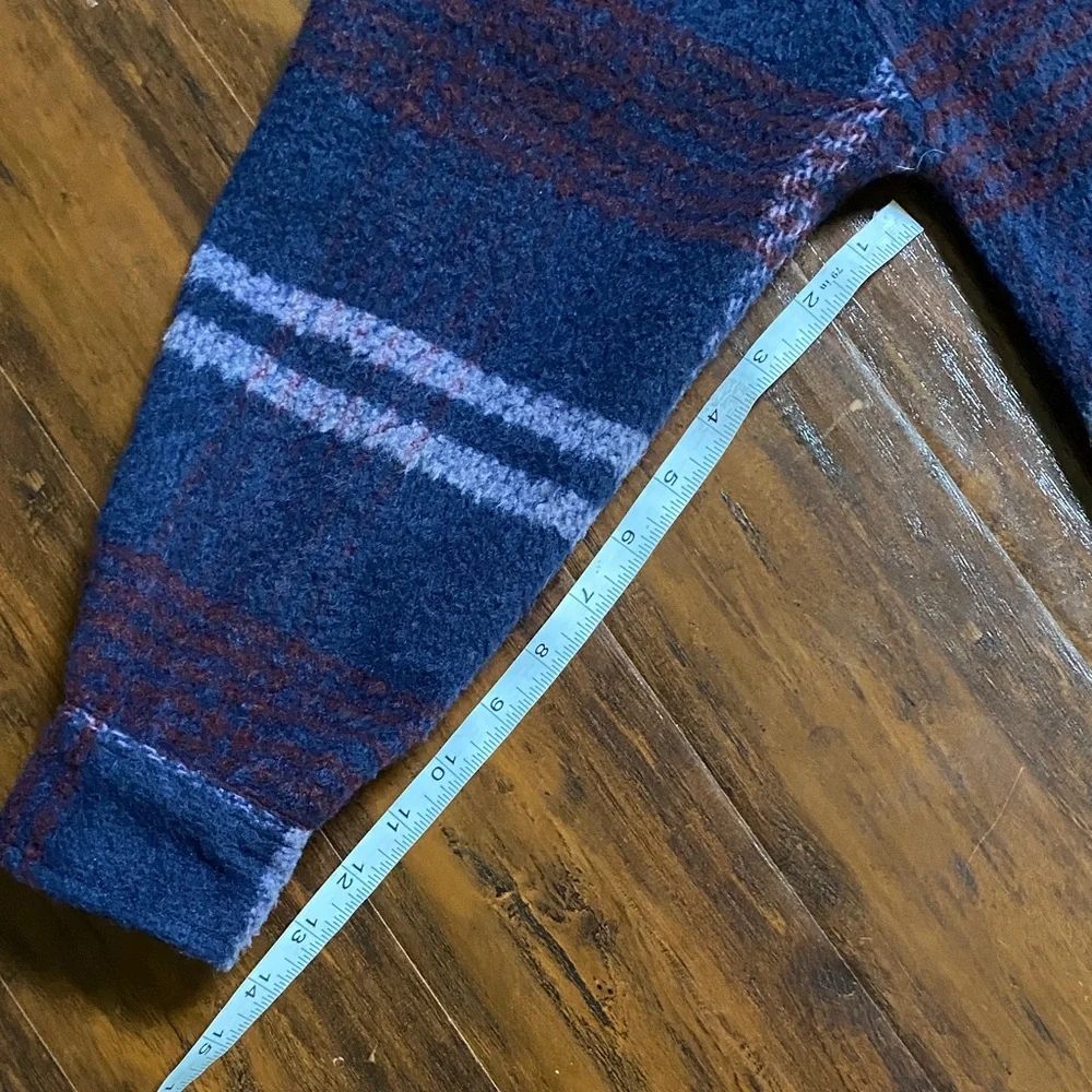 DIP Plaid Blue and Burgundy Long Oversized Coat Size XS - Picture 8 of 9